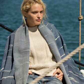 Swans Island Whitecaps Throw - Handwoven in Maine with hand-dyed organic merino wool.