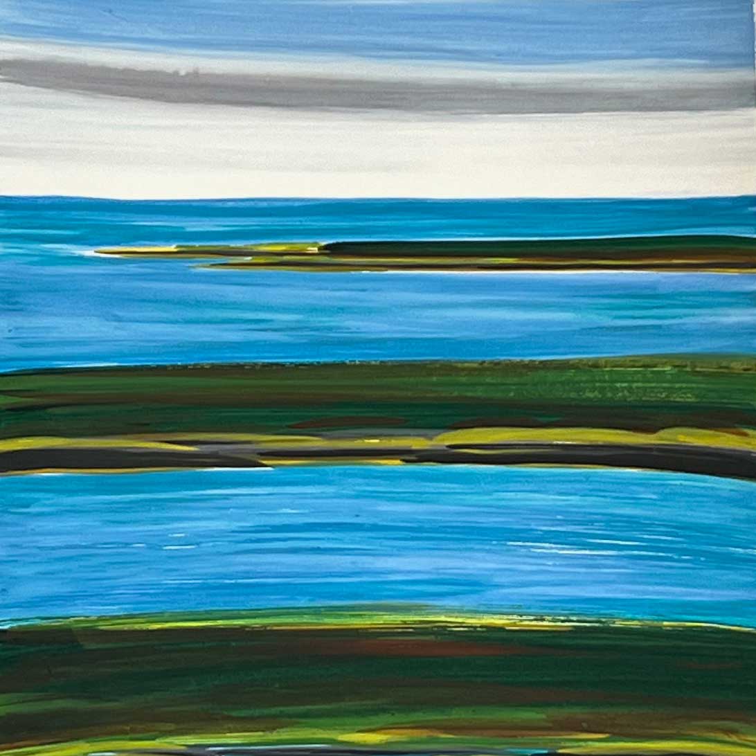 The Swans Island & Eric Hopkins Ltd. Edition Throw 2024. A closeup a detail from Eric's original watercolor painting in process.
