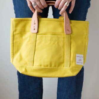 Swans Island Company's Small East West Tote in heavy cotton canvas - by Immodest Cotton. Chartreuse.