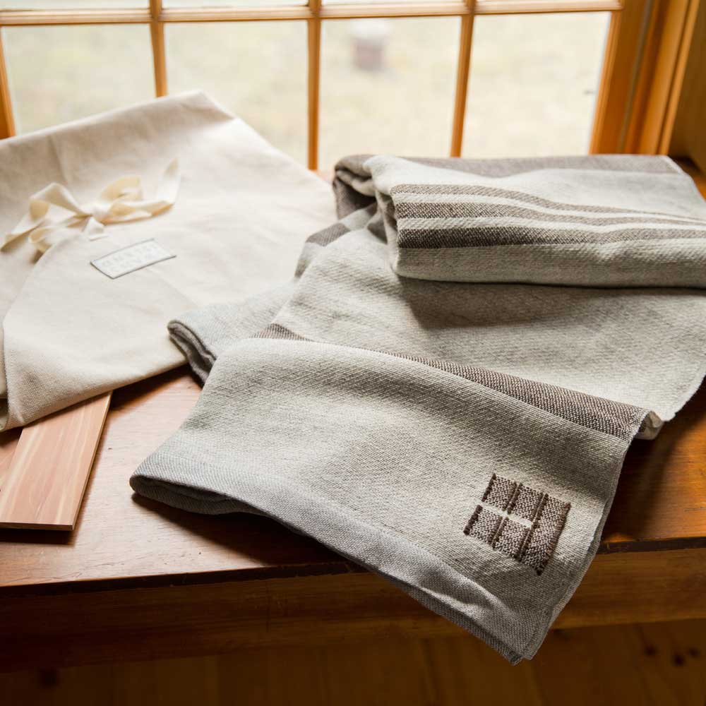 island blanket with linen gift bag